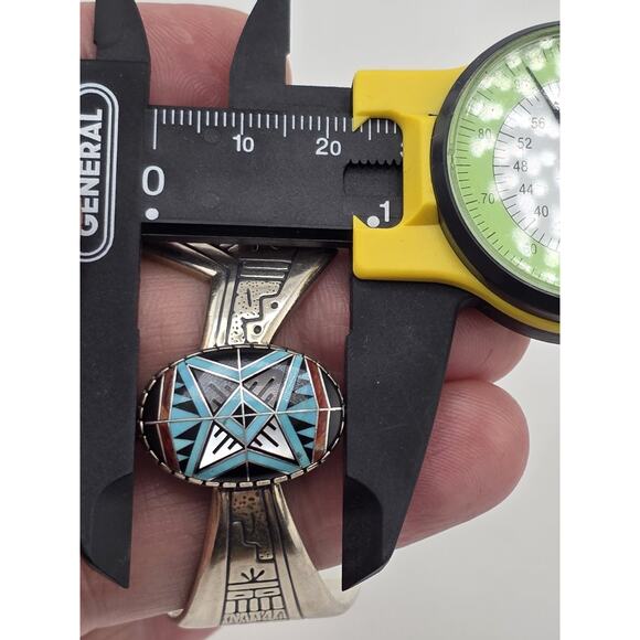 RMT Carolyn Pollack Relios 925 Sterling Southwestern Inlaid Stone Cuff Bracelet - Picture 12 of 15